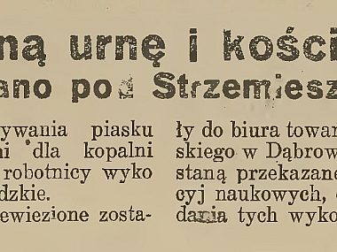 Odkrycie cmentarzyska w Strzemieszycach Odkrycie cmentarzyska w Strzemieszycach