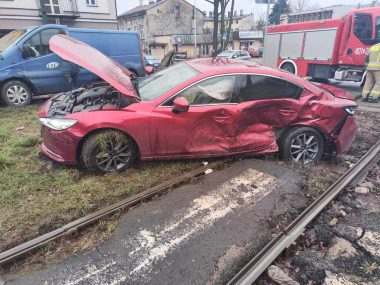 Zderzenie samochodów w Będzinie Zderzenie samochodów w Będzinie