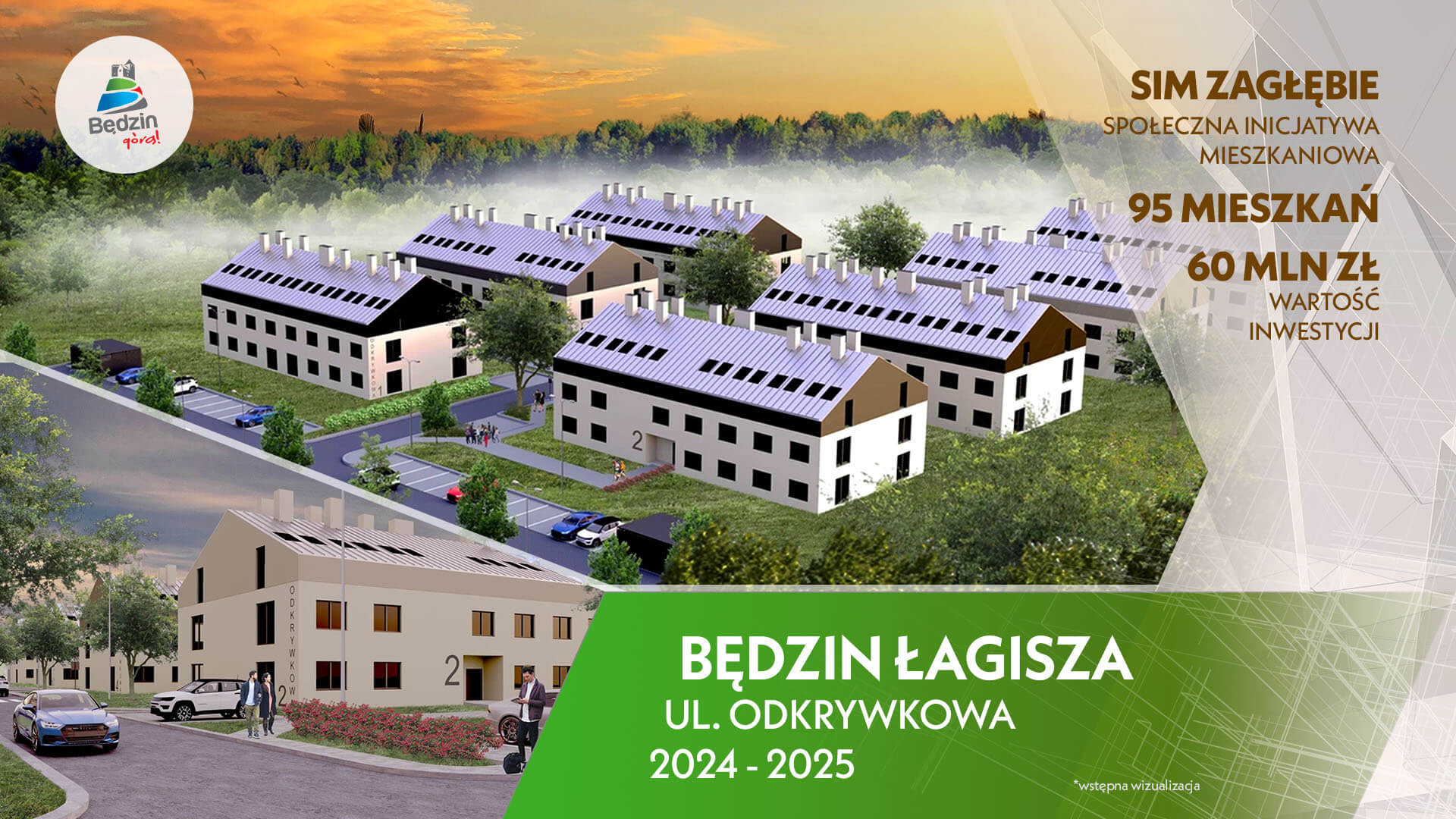 Będzin-Łagisza. Osiedle SIM »Zagłębie« przy ulicy Odkrywkowej. Wizualizacja.