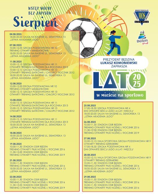 Będzin. Lato w Mieście 2025 – sierpień. Plakat.