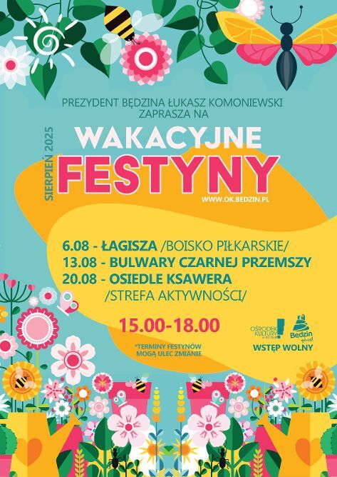 Będzin. Lato w Mieście 2025 – sierpień. Plakat.