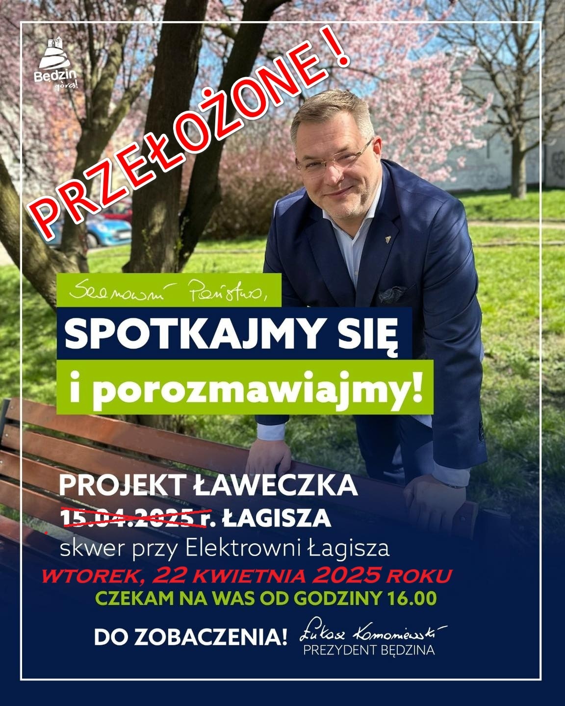 Będzin. Projekt Ławeczka. Zapowiedź – przełożone! Kwiecień 2025.
