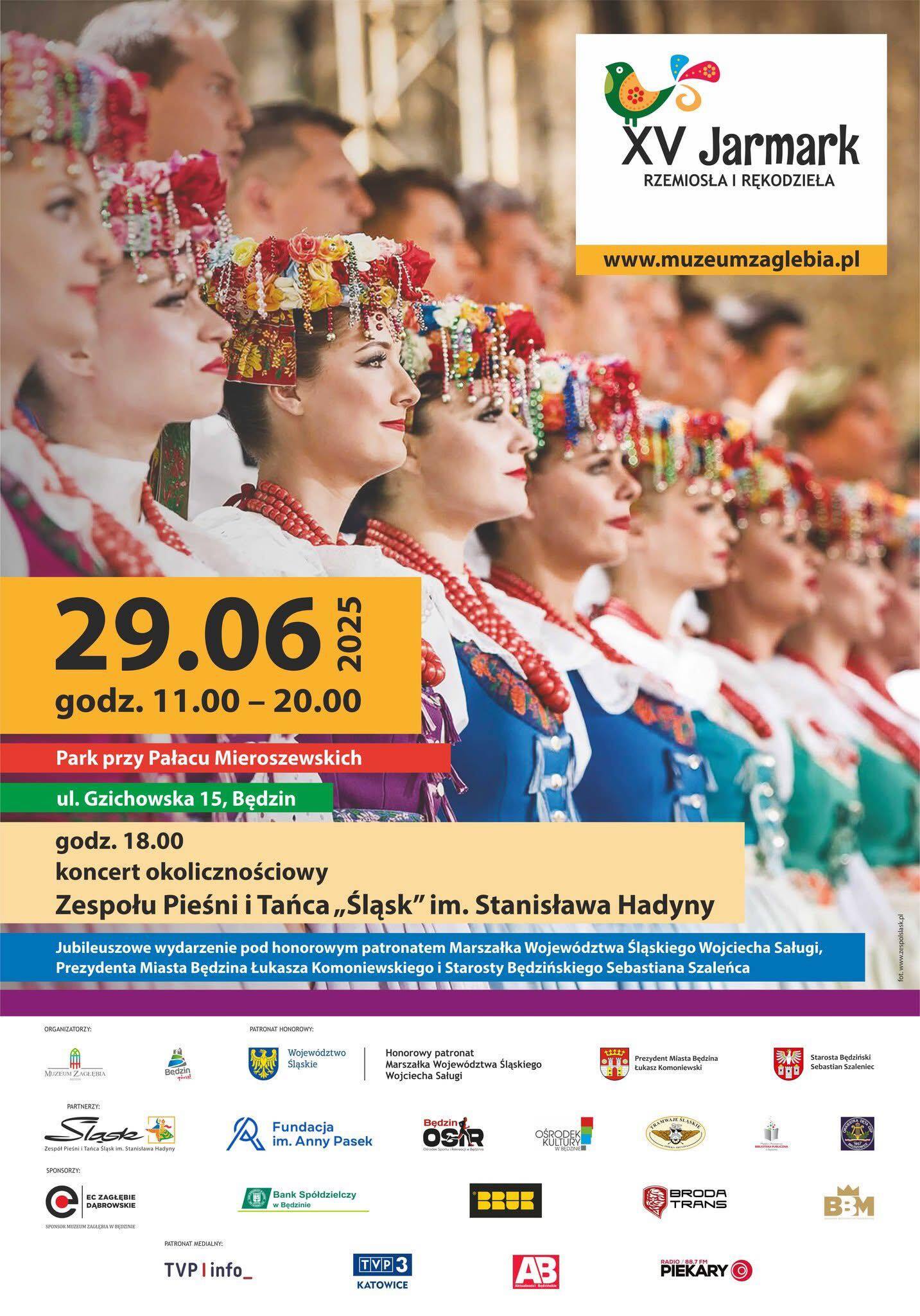 Będzin. XV Jarmark Rzemiosła i Rękodzieła. Plakat. 29 czerwca 2025.