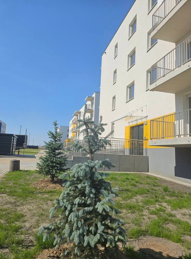 Czeladź. Ulica generała Józefa Hallera. Końcowy etap budowy pierwszej części osiedla mieszkaniowego TBS. 24 lipca 2025.