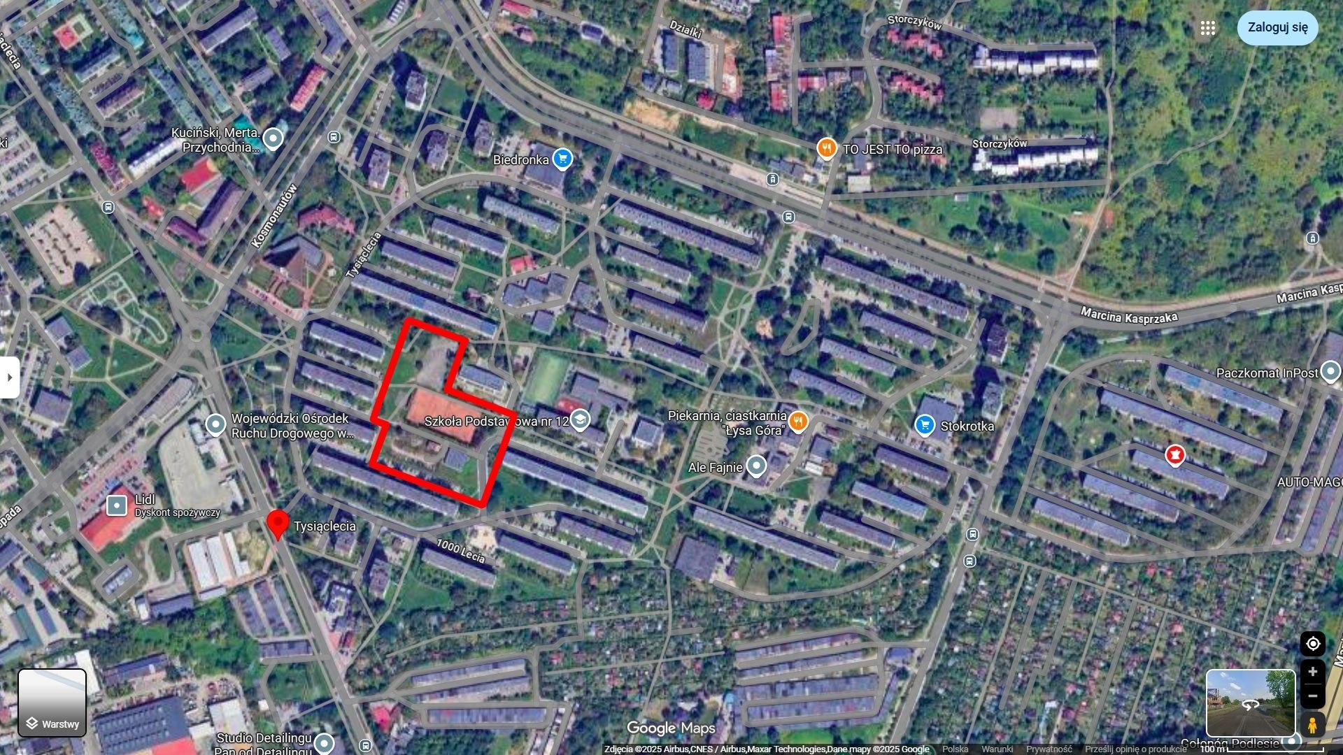 Dąbrowa Górnicza-Gołonóg. Nowe bloki TBS na osiedlu Marcina Kasprzaka przy ulicy Tysiąclecia. Orientacyjna lokalizacja. Wrzesień 2025.