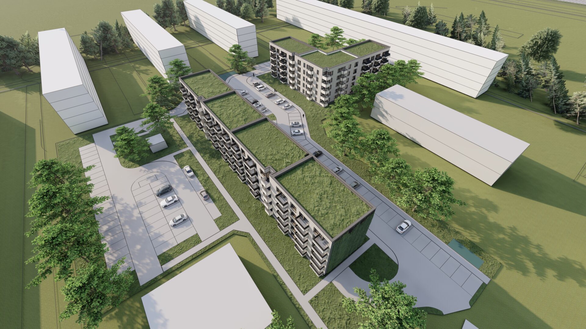 Dąbrowa Górnicza-Gołonóg. Nowe bloki TBS na osiedlu Marcina Kasprzaka przy ulicy Tysiąclecia. Wizualizacja. Wrzesień 2025.
