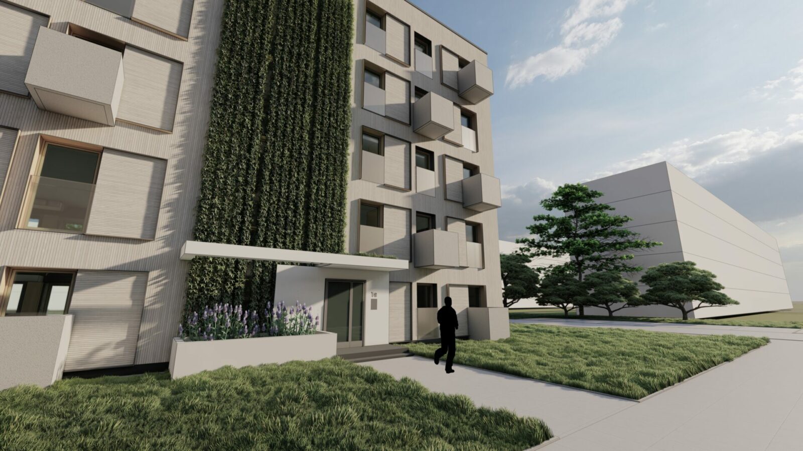 Dąbrowa Górnicza-Gołonóg. Nowe bloki TBS na osiedlu Marcina Kasprzaka przy ulicy Tysiąclecia. Wizualizacja. Wrzesień 2025.