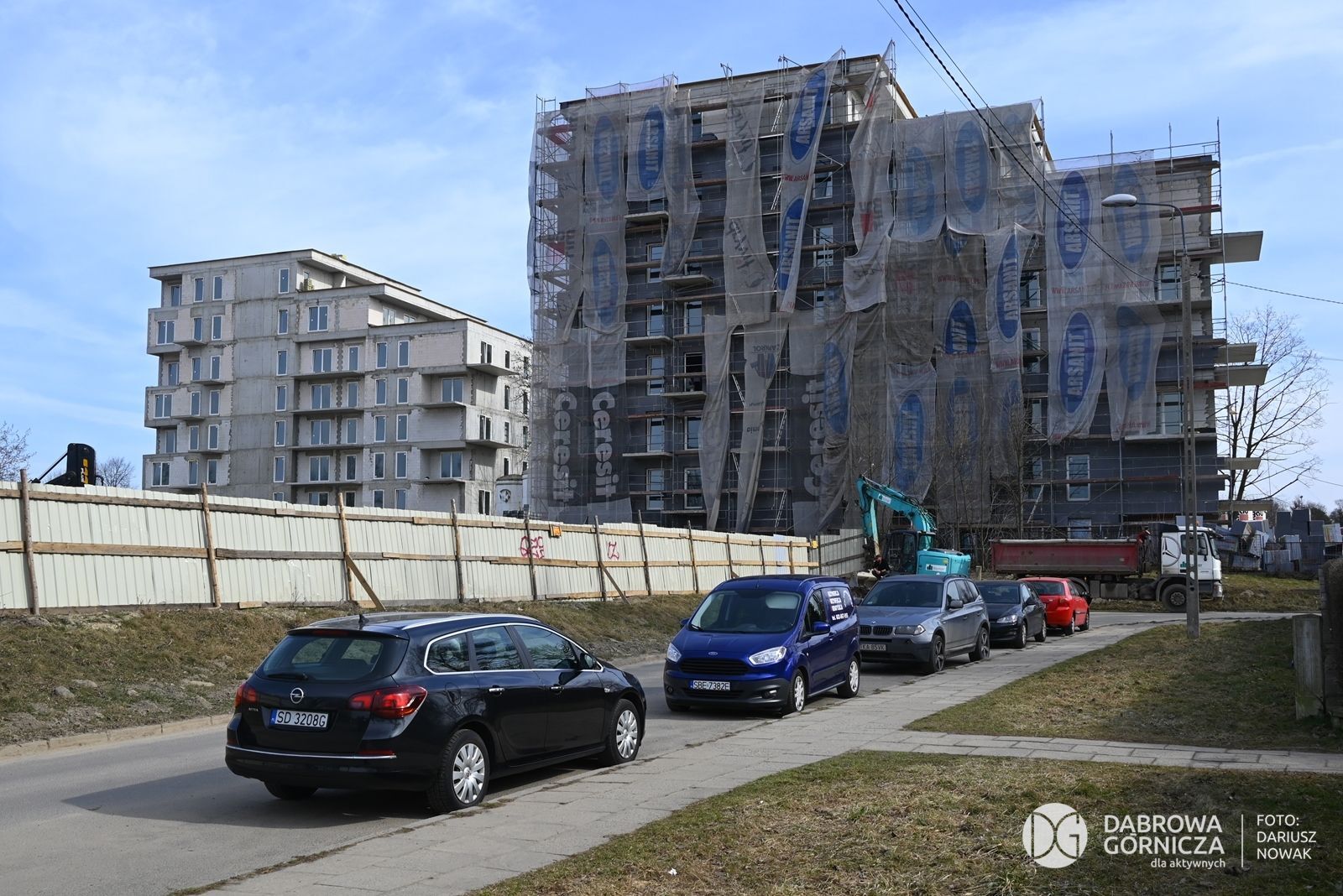 Dąbrowa Górnicza. Budowa bloków TBS przy ulicy Eugeniusza Kwiatkowskiego. 10 marca 2025.
