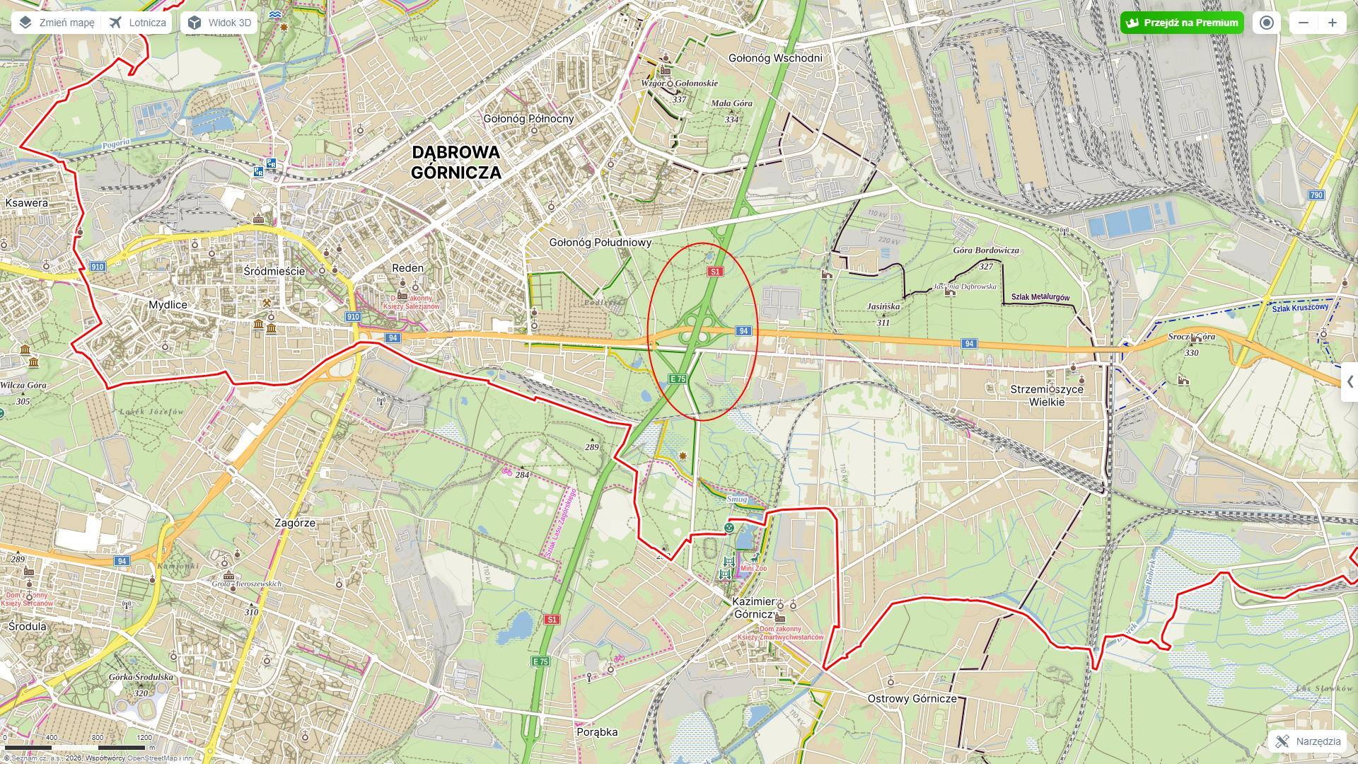 Dąbrowa Górnicza. Węzeł drogowy S1 / DK94.