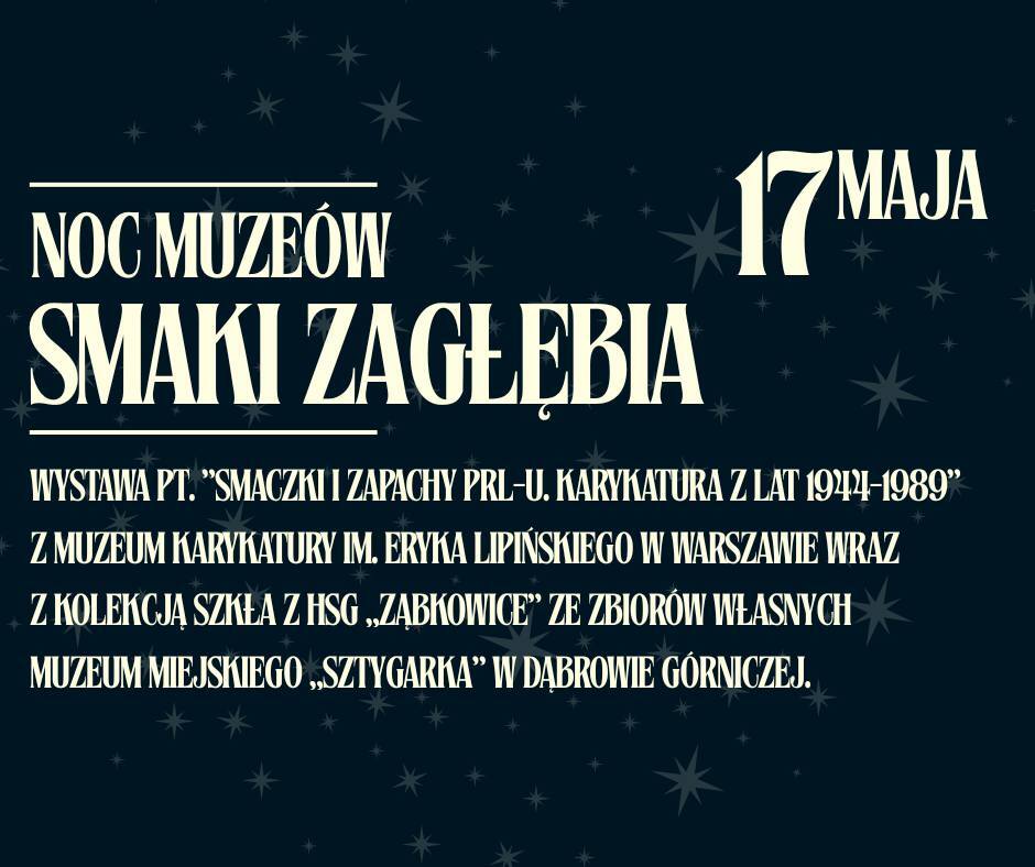 I Zaglebiowska Noc Muzeow Smaki Zaglebia 2025 Plakat Muzeum Miejskie Sztygarka Zrodlo Muzeum Miejskie Sztygarka 2025 05 03