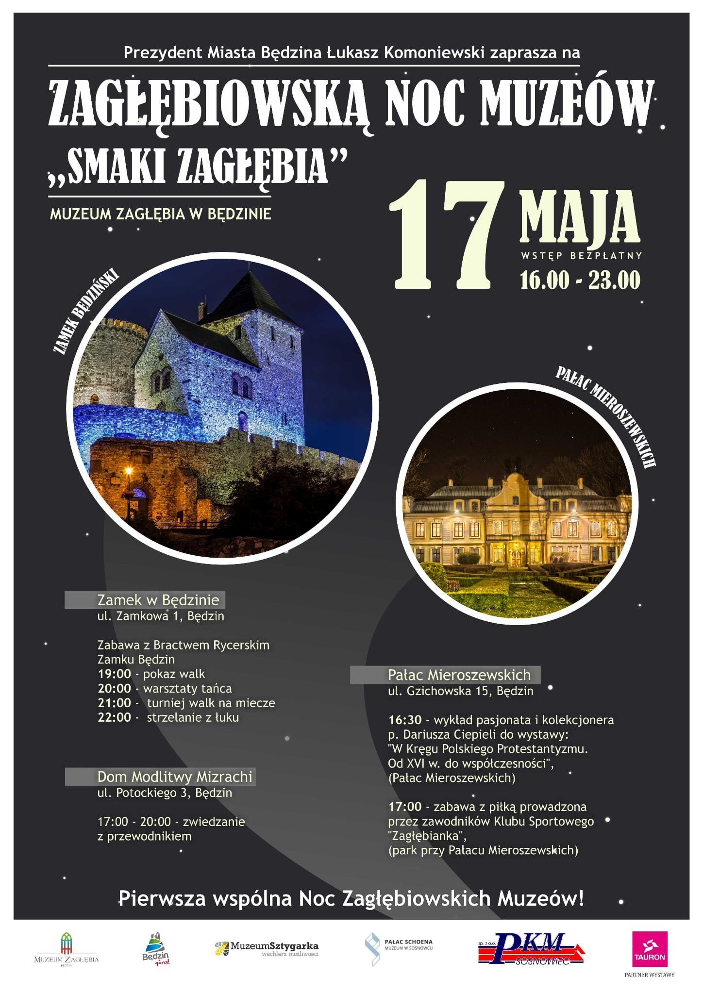 I Zagłębiowska Noc Muzeów „Smaki Zagłębia” 2025. Plakat. 17 maja 2025.