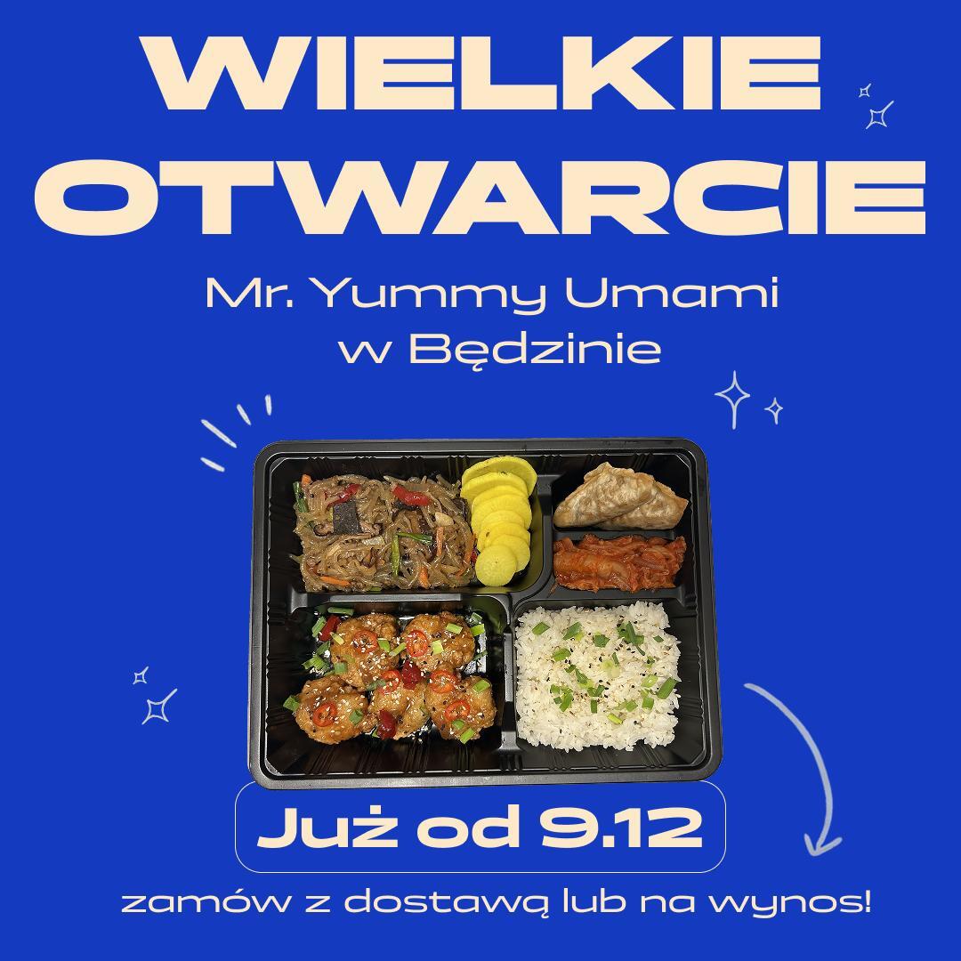Będzin. Otwarcie restauracji «Mr. Yummy Umami». Plakat. 9 grudnia 2025.