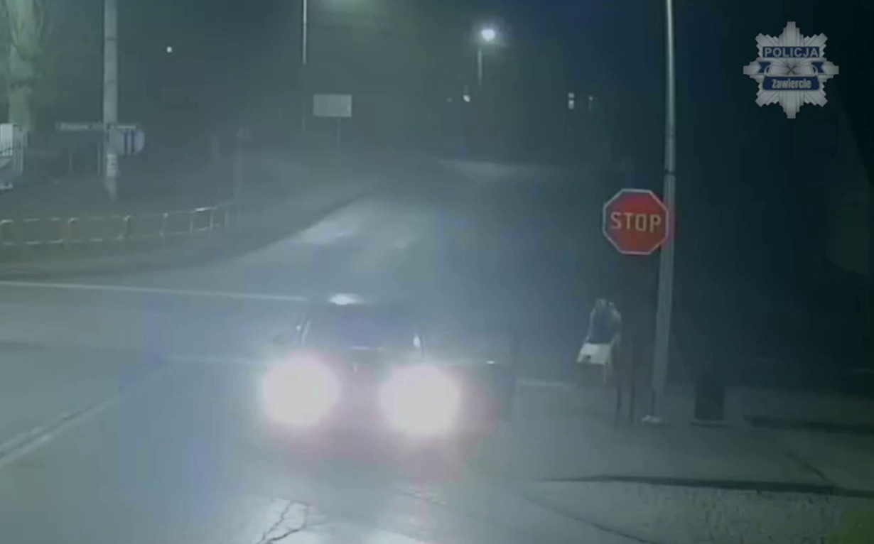 Ogrodzieniec. Przywłaszczenie paczki przez kobietę na skrzyżowaniu ulic: Tadeusza Kościuszki, Bzowskiej i Olkuskiej. 22 grudnia 2025.