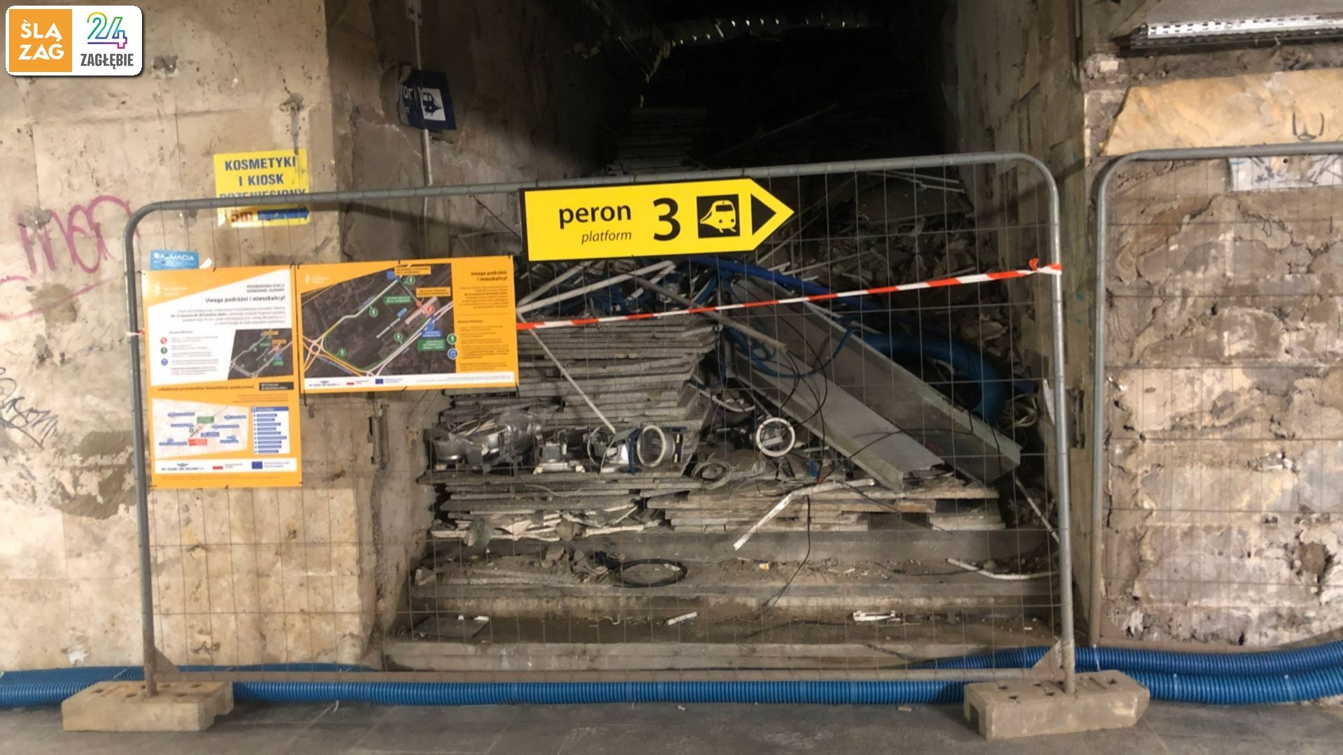 Sosnowiec. Przez trzy miesiące brak dostępu do jedynego czynnego peronu od strony dworca kolejowego. Tunel między centrum a ul. Kilińskiego zamknięty