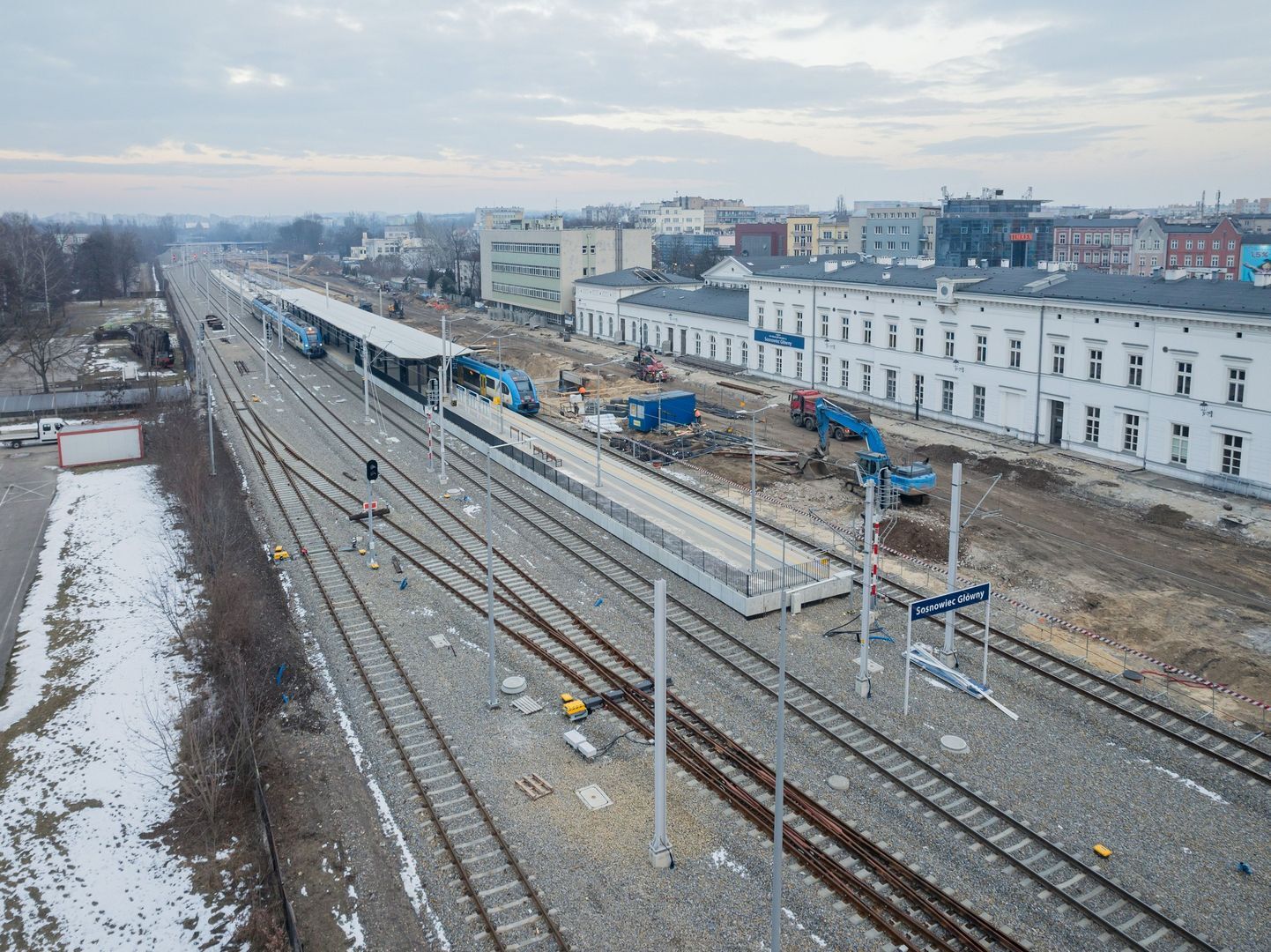 Sosnowiec. Przebudowa linii kolejowej e65. Stacja Sosnowiec Główny. 16 lutego 2026