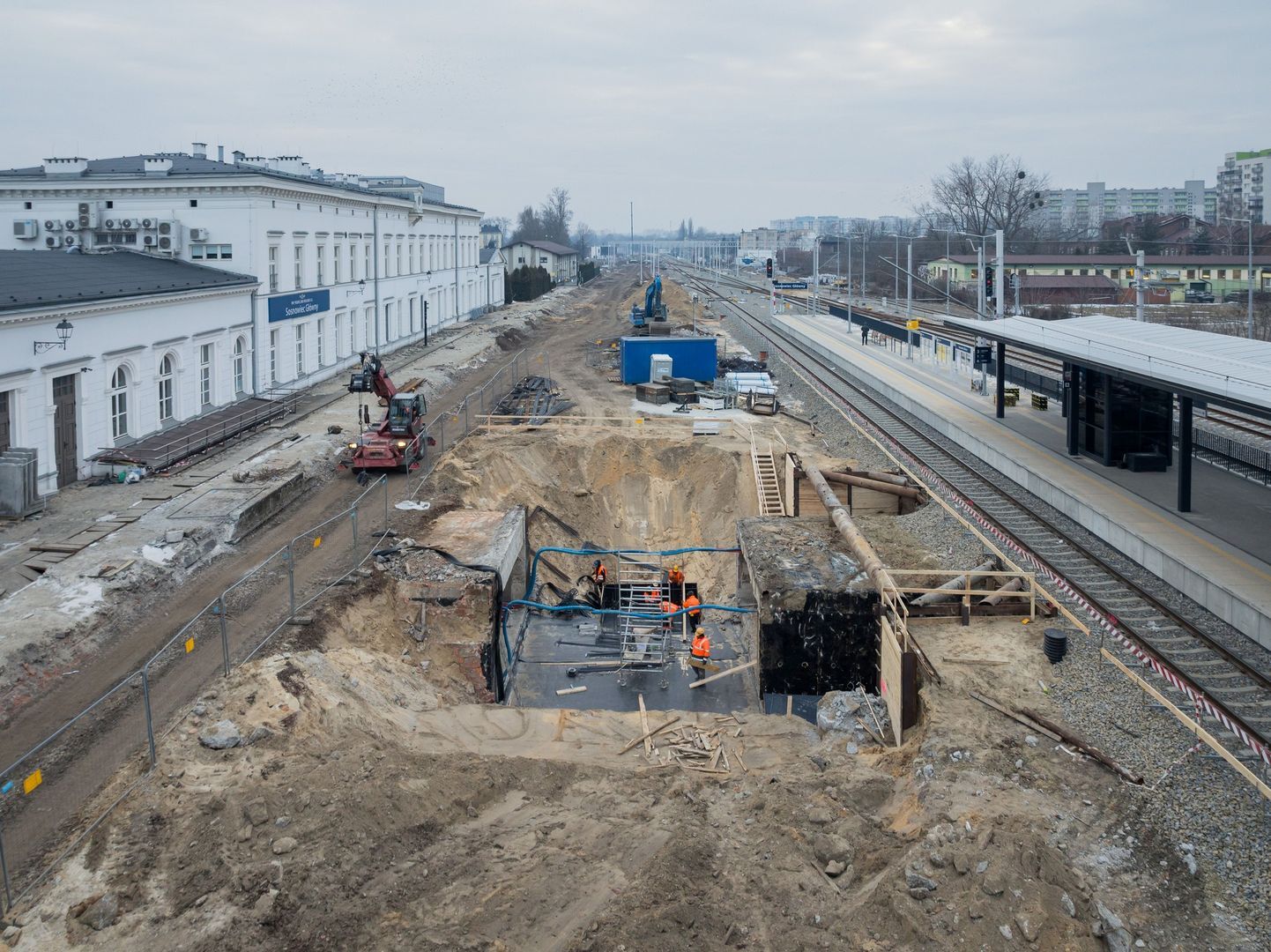 Sosnowiec. Przebudowa linii kolejowej e65. Stacja Sosnowiec Główny. 16 lutego 2026