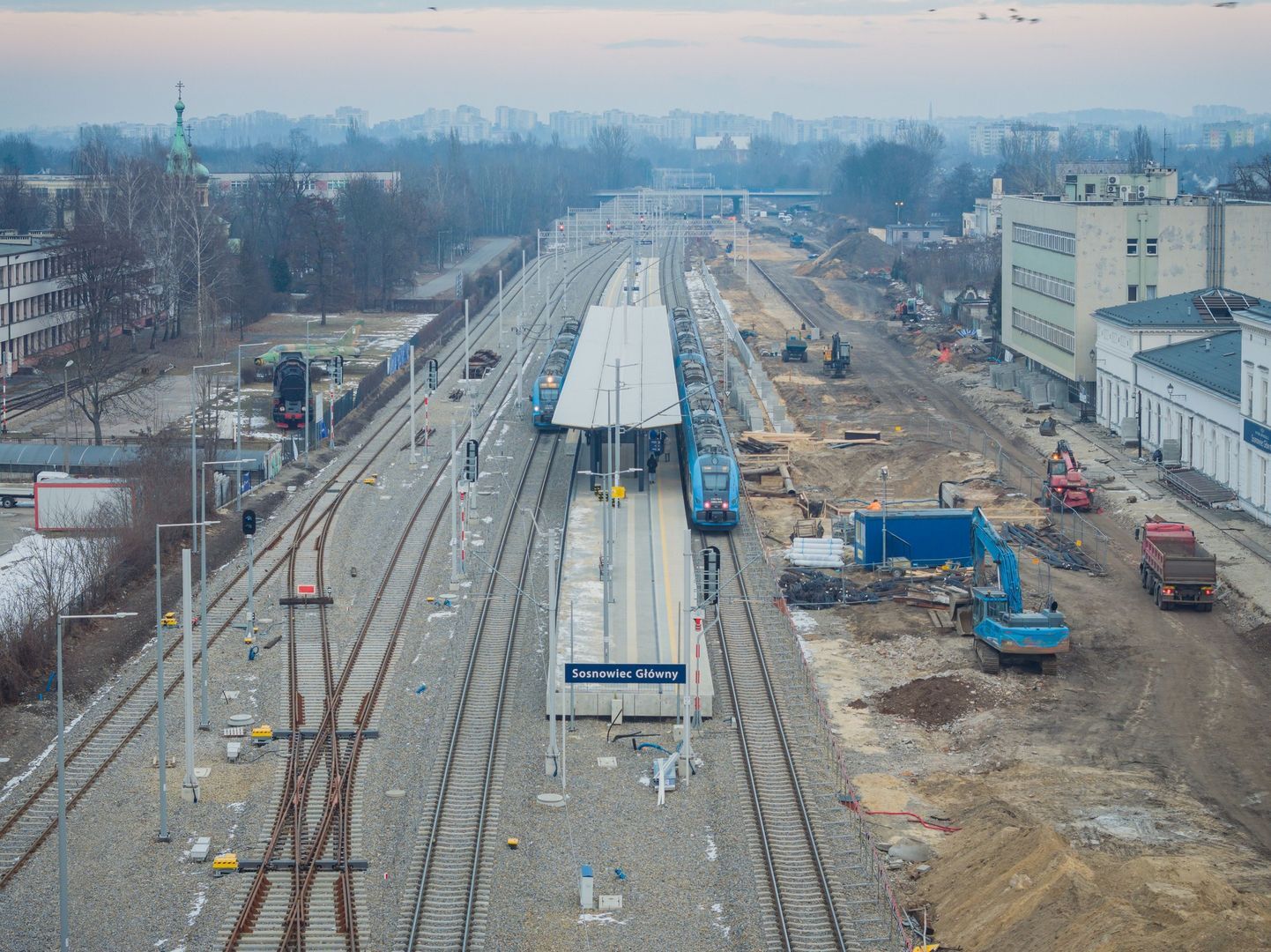 Sosnowiec. Przebudowa linii kolejowej e65. Stacja Sosnowiec Główny. 16 lutego 2026