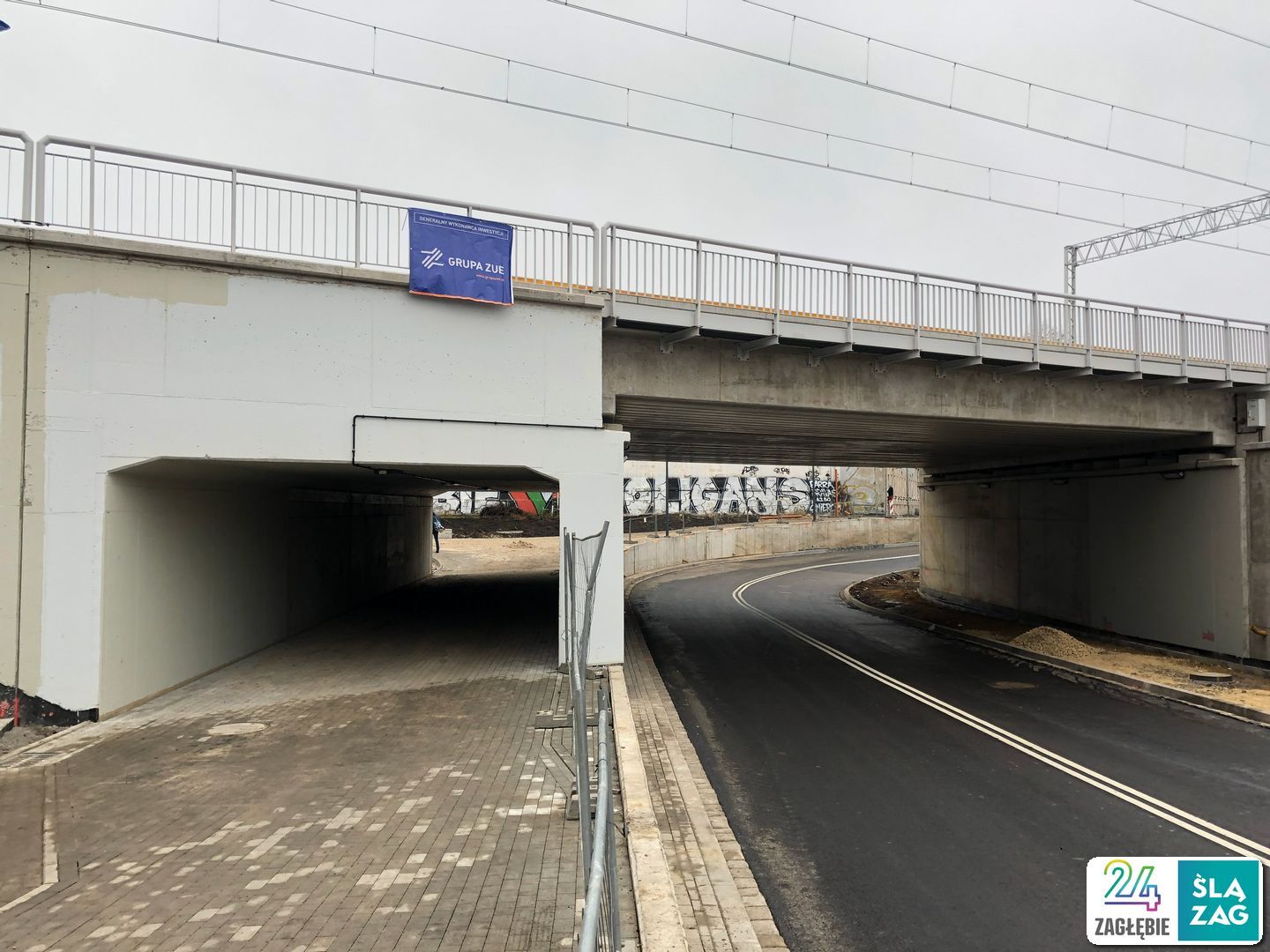 Sosnowiec. Przebudowa wiaduktu kolejowego i drogi między Sielcem a Pogonią (plac Tadeusza Kościuszki / ulica Nowopogońska). 22 grudnia 2025.