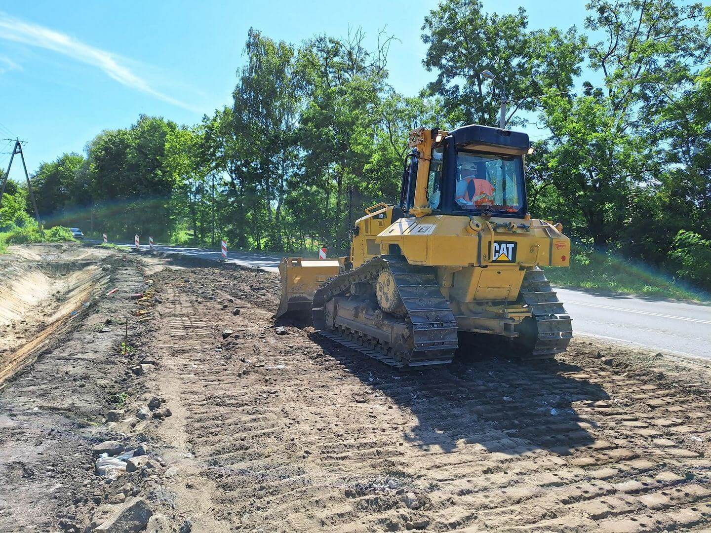 Sosnowiec-Porąbka. Budowa ronda u zbiegu ulic: Wileńskiej, Minerów i Ignacego Łukasiewicza. 30 czerwca 2025.
