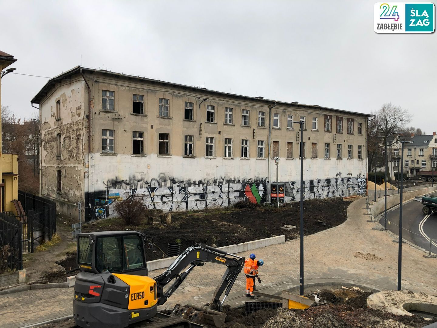 Sosnowiec. Przebudowa wiaduktu kolejowego i drogi między Sielcem a Pogonią (plac Tadeusza Kościuszki / ulica Nowopogońska). 22 grudnia 2025.