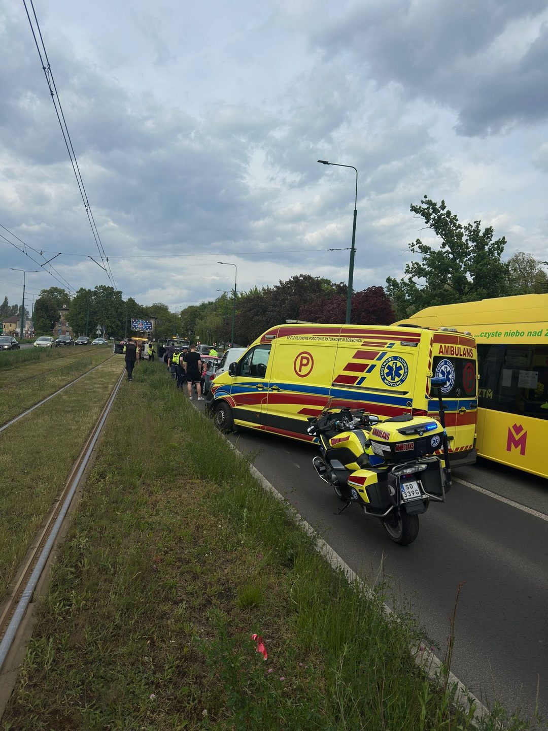 Sosnowiec-Sielec. Zderzenie czterech samochodów na ulicy 3 Maja. 14 maja 2025.