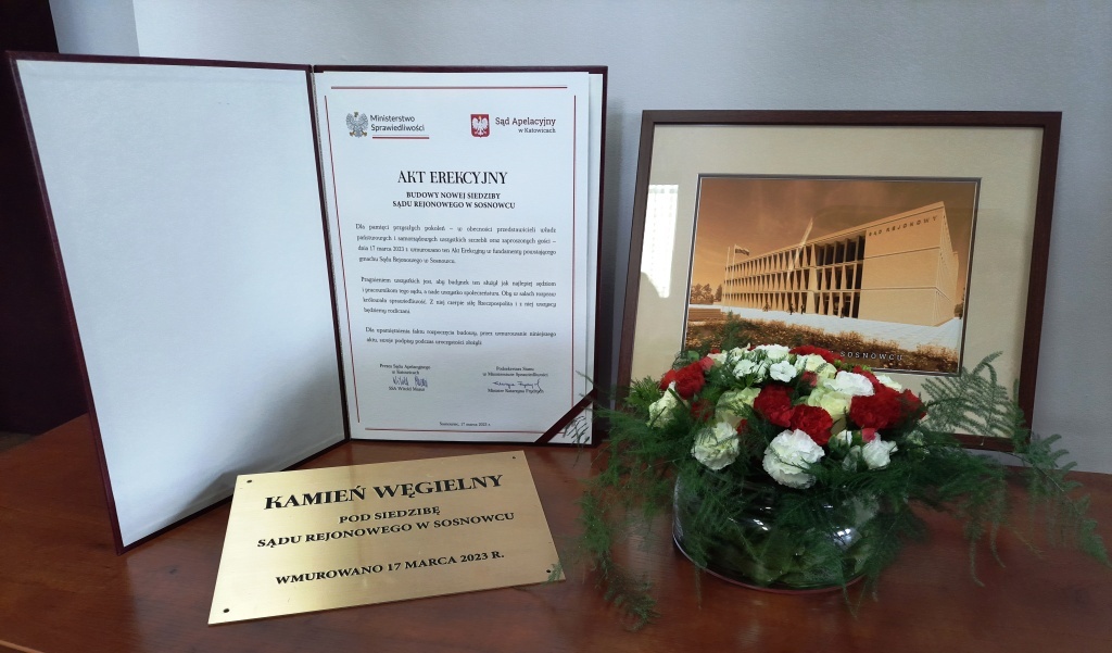 Sosnowiec-Sielec. Nowa siedziba Sądu Rejonowego przy ulicy Kombajnistów 78. Akt erekcyjny. 17 marca 2023.