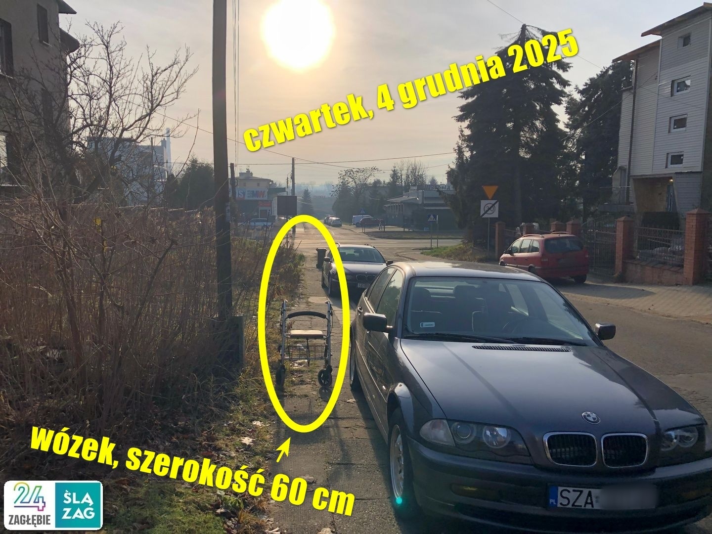 Sosnowiec-Sielec. Ulica Łukowa. Parkowanie na chodnikach. 4 grudnia 2025.