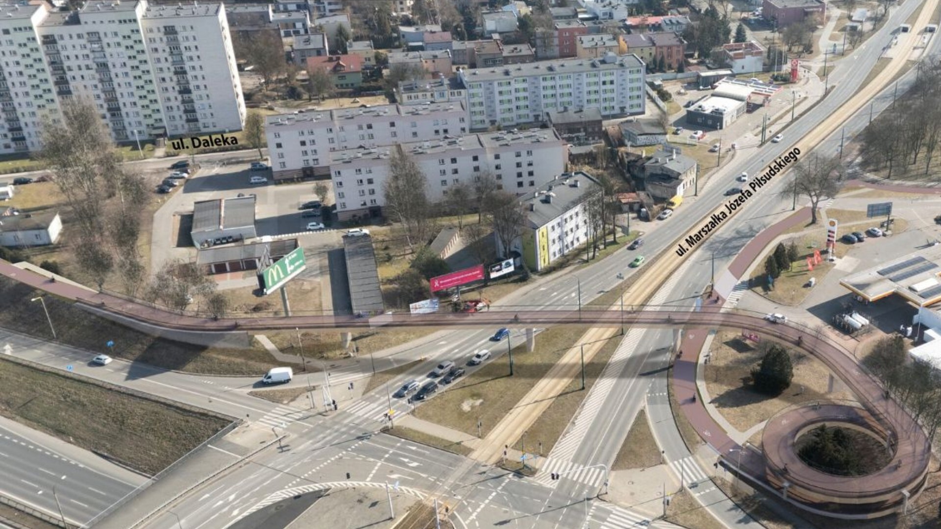 Sosnowiec. Planowany fragment velostrady z wiaduktem na Starym Sosnowcu