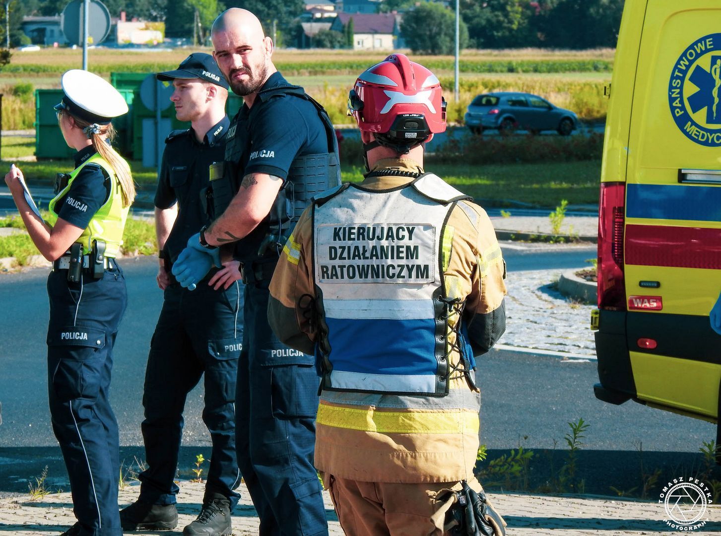 Tychy. Ul. Towarowa. Zatrzymanie pijanego kierowcy z Sosnowca bez uprawnień i z zakazem sądowym. 9 września 2025.