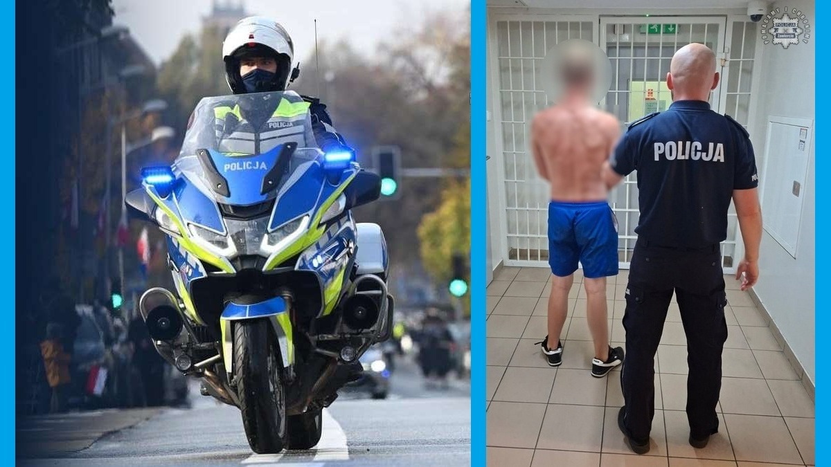 Złożeniec (gmina Pilica, powiat zawierciański). Pijany na motorowerze próbował zepchnąć z drogi policjantów. 7 sierpnia 2025.