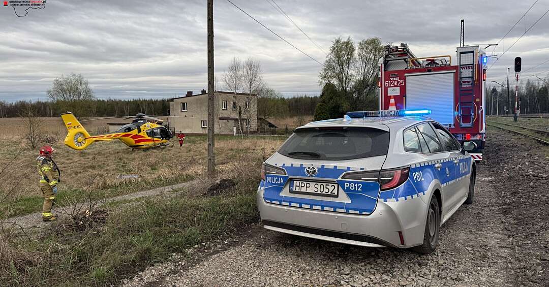 Sosnowiec. Porażenie prądem, upadek ze słupa i reanimacja 16-latka w Kazimierzu Górniczym. Interweniował śmigłowiec LPR