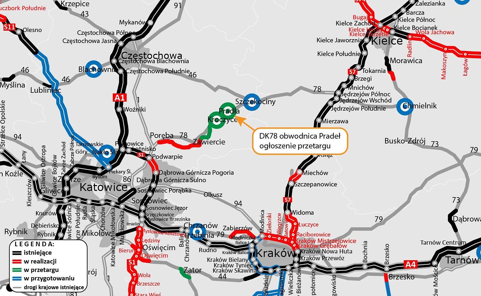 DK78 obwodnica Pradeł DK78 obwodnica Pradeł