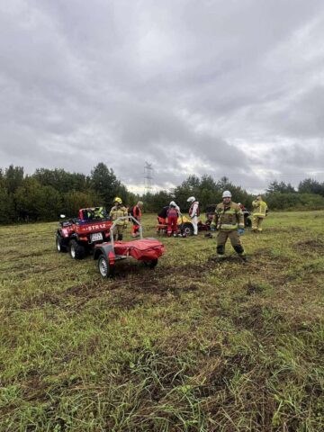 Chruszczobród. Akcja ratunkowa po wypadku w czasie rajdu rowerowego. 14 września 2025. Chruszczobród. Akcja ratunkowa po wypadku w czasie rajdu rowerowego. 14 września 2025.