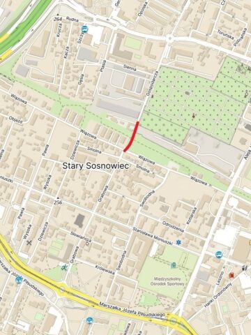 Sosnowiec. Łącznica między Pogonią a Starym Sosnowcem (ulica Gospodarcza). Mapa. 28 kwietnia 2025. Sosnowiec. Łącznica między Pogonią a Starym Sosnowcem (ulica Gospodarcza). Mapa. 28 kwietnia 2025.