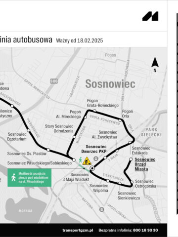 Schemat zastępczego połączenia autobusowego nr Z21 w związku z rozpoczęciem przebudowy wiaduktu nad ulicą Piłsudskiego w Sosnowcu. Zmiany od 18 lutego 2025. Schemat zastępczego połączenia autobusowego nr Z21 w związku z rozpoczęciem przebudowy wiaduktu nad ulicą Piłsudskiego w Sosnowcu. Zmiany od 18 lutego 2025.