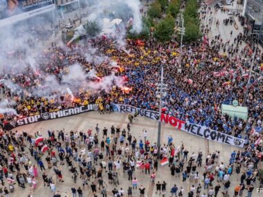 Zagłębie, GKS, Ruch, Górnik – ramię w ramię przeciw migracji Katowice. Manifestacja pod hasłem: „Stop imigracji”. 19 lipca 2025.