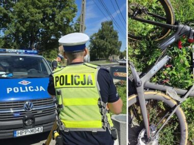 Jeden rower rozjechany, drugi – połamany. Rowerzysta… latał! Mysłowice-Larysz-Hajdowizna. Zderzenie rowerzysty z samochodem przy ulicy Laryskiej. 5 sierpnia 2025.