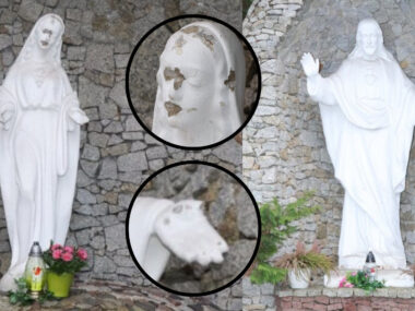 Poręba. Zniszczone figury przy kościele pod wezwaniem Świętego Józefa Oblubieńca NMP. 19 marca 2026 Poręba. Zniszczone figury przy kościele pod wezwaniem Świętego Józefa Oblubieńca NMP. 19 marca 2026