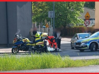 Potrącenie rowerzysty na przejściu dla pieszych Sosnowiec-Sielec. Skrzyżowanie ulic: Legionów i Wawel. Potrącenie rowerzysty. 11 maja 2025.