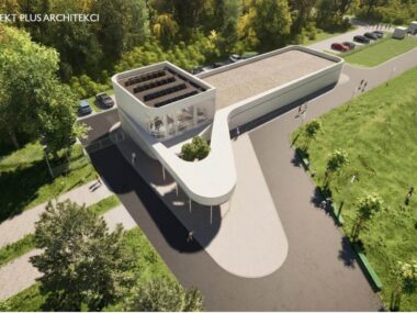 Wojkowice. Powstanie budynek zaplecza sportowego i nie tylko Wojkowice. Budynek zaplecza w parku sportowym przy stadionie »Millenium«. Wizualizacja. Kwiecień 2026